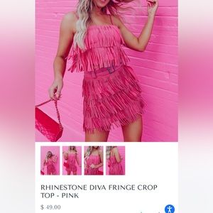💗 Hot pink Rhinestone cowgirl fringe matching set 💗